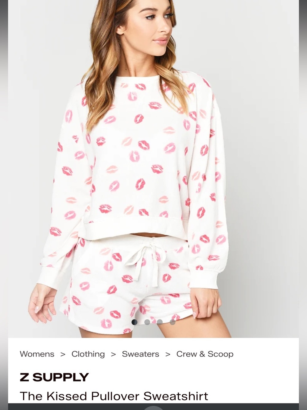 Z Supply The Kissed Pullover Sweatshirt Loungewear Lips Print Women’s Small